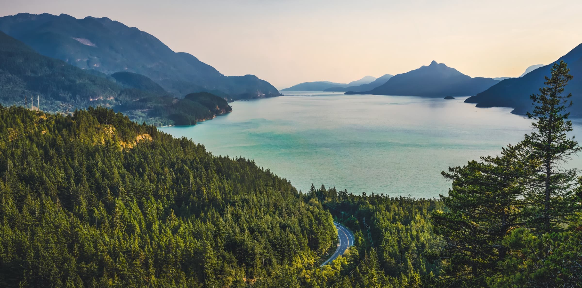 Howe Sound and the Sea to Sky Highway from above